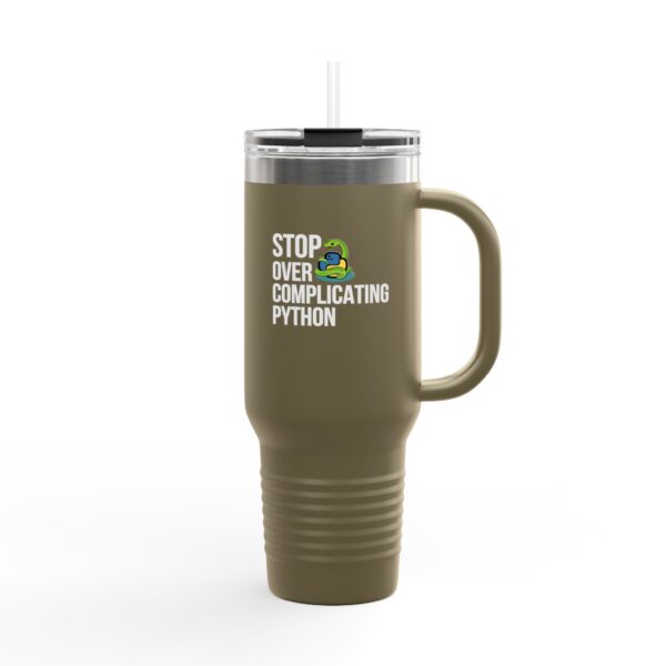 Insulated Travel Mug - 40oz with Stop Overcomplicating Python Design