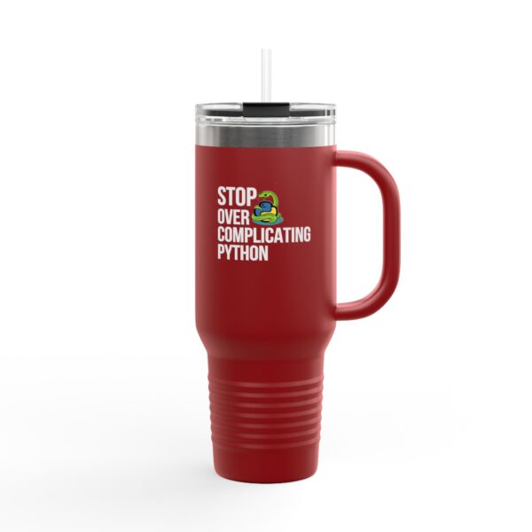 Insulated Travel Mug - 40oz with Stop Overcomplicating Python Design
