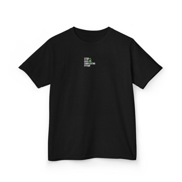 Kids Stop Over Complicating Python Tee - Fun Coding T-Shirt for Young Programmers