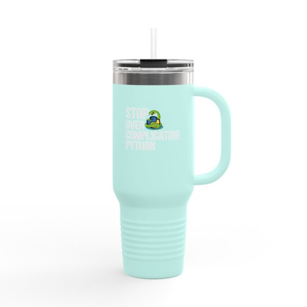 Insulated Travel Mug - 40oz with Stop Overcomplicating Python Design