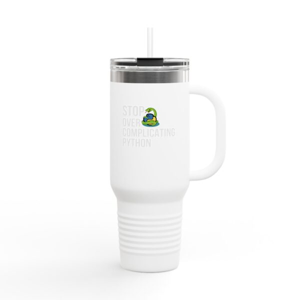 Insulated Travel Mug - 40oz with Stop Overcomplicating Python Design