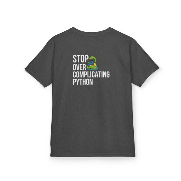 Kids Stop Over Complicating Python Tee - Fun Coding T-Shirt for Young Programmers