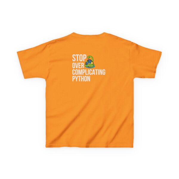 Kids Stop Over Complicating Python Tee - Fun Coding T-Shirt for Young Programmers