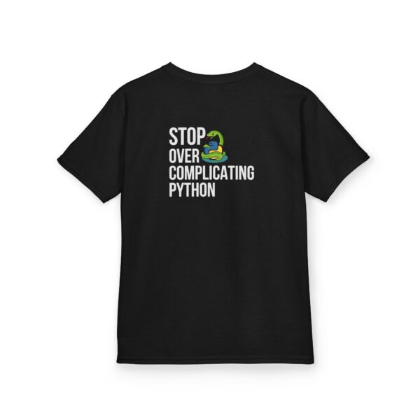 Kids Stop Over Complicating Python Tee - Fun Coding T-Shirt for Young Programmers