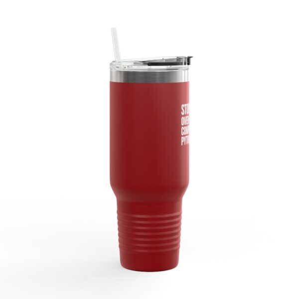 Insulated Travel Mug - 40oz with Stop Overcomplicating Python Design