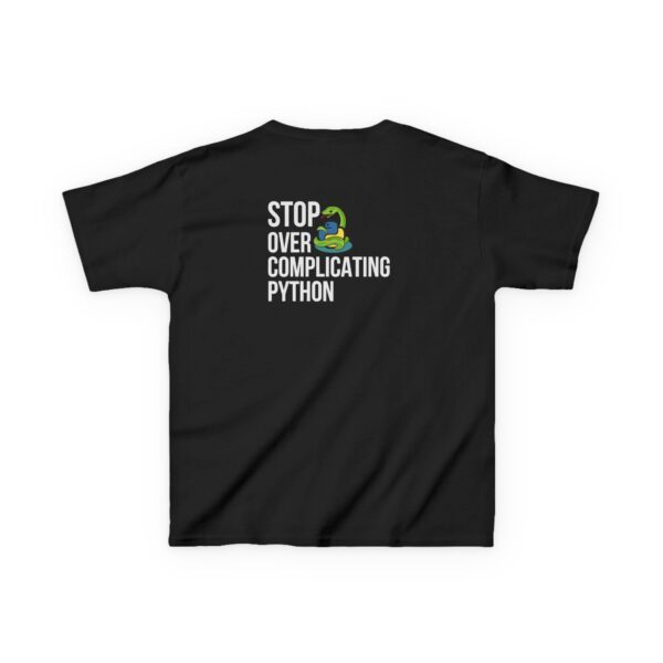 Kids Stop Over Complicating Python Tee - Fun Coding T-Shirt for Young Programmers