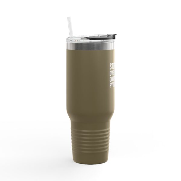 Insulated Travel Mug - 40oz with Stop Overcomplicating Python Design