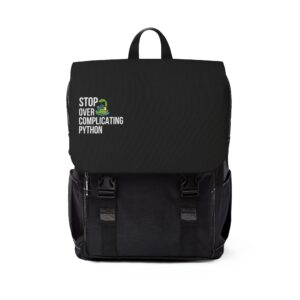 Shoulder Backpack - Black Casual Stop Overcomplicating Python Print