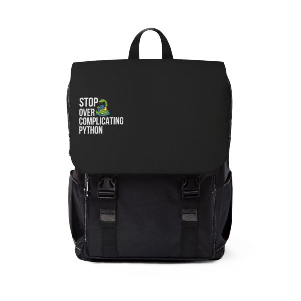 Shoulder Backpack - Black Casual Stop Overcomplicating Python Print